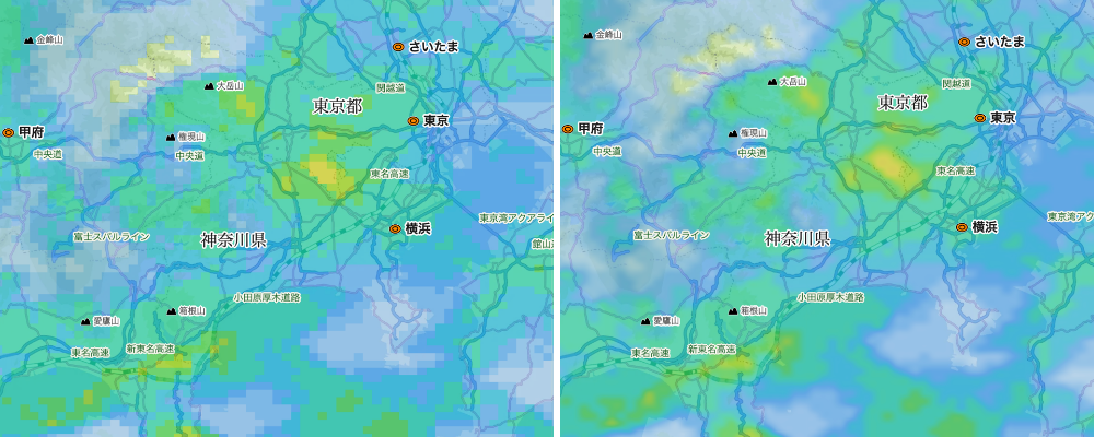 降雨・降雪レーダー表示イメージ