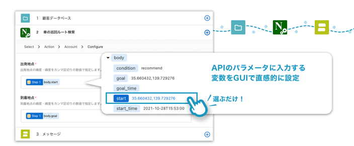 GUIによる操作でNAVITIME APIの設定が可能