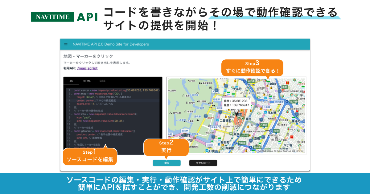 NAVITIME API 2.0 Demo Site for Developersイメージ